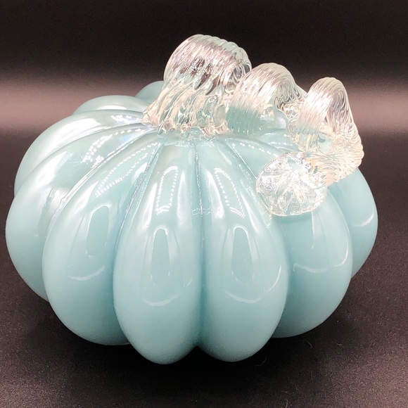Nicole Miller Other - Nicole Miller Art Glass Pumpkin Hand Blown Turquoise 6x8 NEW
